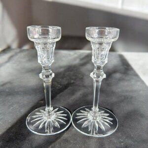 Rogaska Richmond Clear Crystal Candle Holder Set 2 Clear Crystal Marked Bottom
